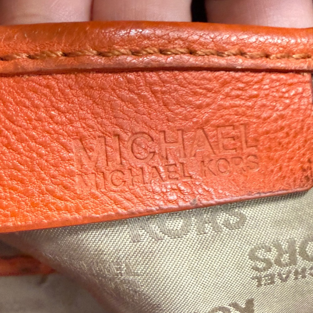 Michael Kors Leather Hobo Bag Large Orange Boho Chic Slouchy Shoulder Bag READ - Picture 15 of 15